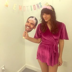 Magenta velvet romper Nasty Gal